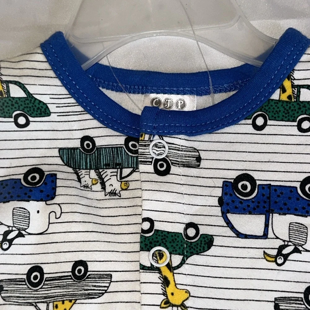 3 to 6 month Baby Boy Romper‎ Giraffe Elephant One Piece Outfit NWT